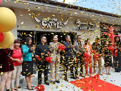 Chubby Cattle grand opening with confetti